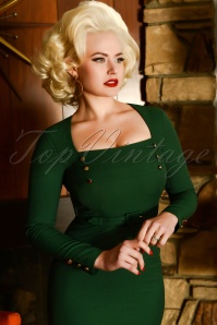 Glamour Bunny - 50s Raven Pencil Dress in Forest Green 2