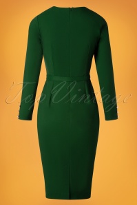 Glamour Bunny - 50s Raven Pencil Dress in Forest Green 8