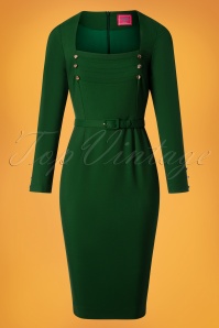 Glamour Bunny - 50s Raven Pencil Dress in Forest Green 3
