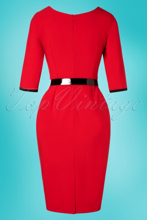 Glamour Bunny - 50s Harley Pencil Dress in Red 5