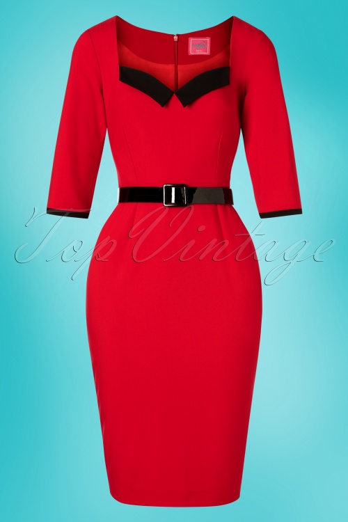 Glamour Bunny - 50s Harley Pencil Dress in Red 3