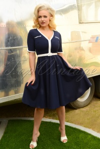 Glamour Bunny - 50s Demi Swing Dress in Navy 2