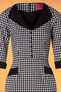 Glamour Bunny - 50s Sarai Gingham Pencil Dress in Black and White 5