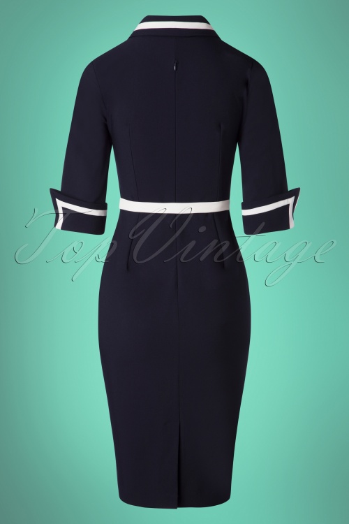 Glamour Bunny - 60s Gina Pencil Dress in Navy 5