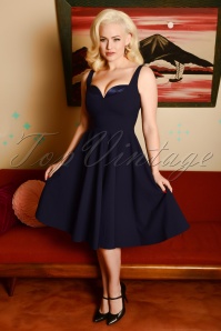 Glamour Bunny - Madison Swing Dress Années 50 en Bleu Marine