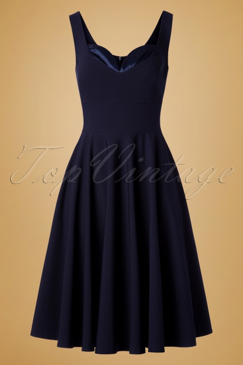 Glamour Bunny - 50s Madison Swing Dress in Navy 3