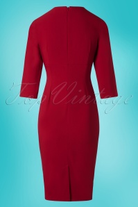 Glamour Bunny - 50s Selena Pencil Dress in Burgundy 6