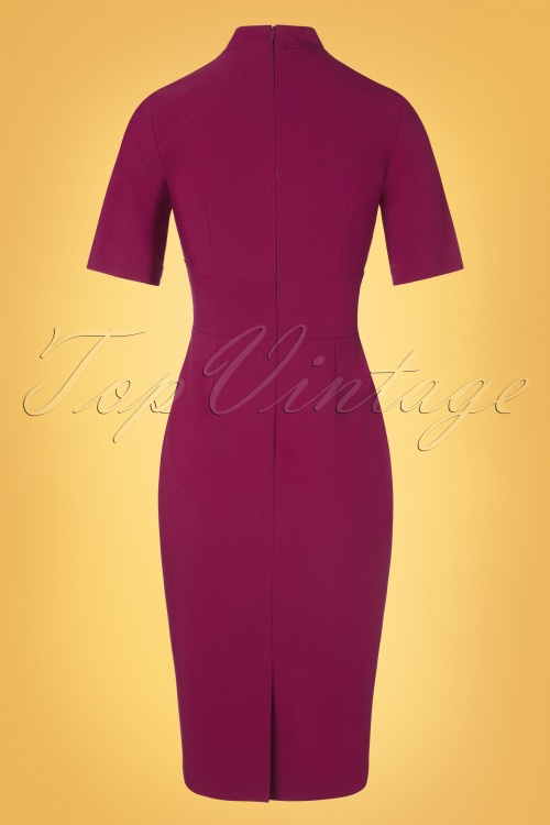 Glamour Bunny - 50s Joy Pencil Dress in Fuchsia Purple 7