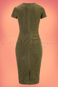 Glamour Bunny - 50s Mila Pencil Dress in Gold 7