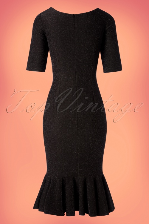 Glamour Bunny - 50s Wendy Pencil Dress in Black Glitter 6