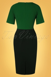 Glamour Bunny - 50s Lacey Pencil Dress in Black and Green 5