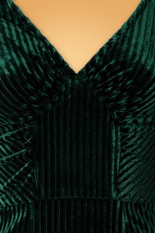 Vixen - Edith Velvet Maxi Dress Années 30 en Vert Foncé 3