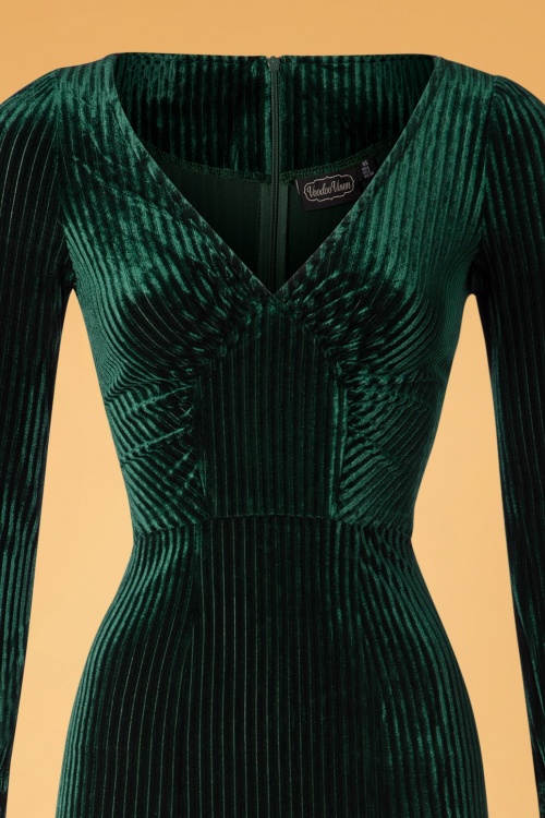 Vixen - 30s Edith Velvet Maxi Dress in Dark Green 2