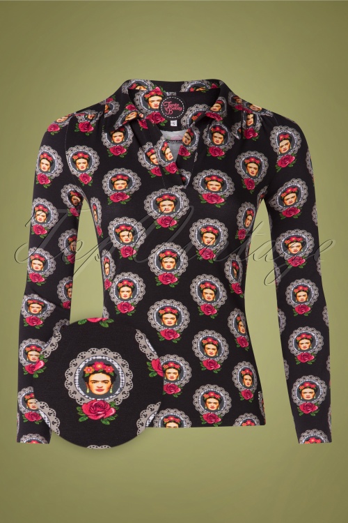 Tante Betsy - 60s Nellie Frida Shirt in Black