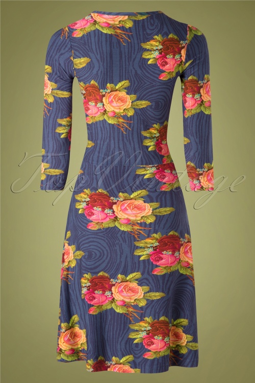 Tante Betsy - 60s Tango Woody Rose Dress in Blue 4