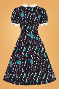Collectif Clothing - Peta In Wonderland Swing Dress Années 50 en Noir 5