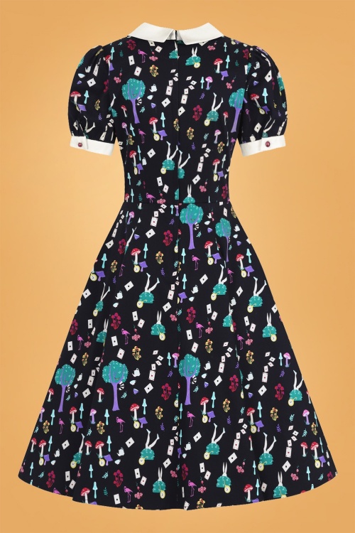 Collectif Clothing - 50s Peta In Wonderland Swing Dress in Black 5
