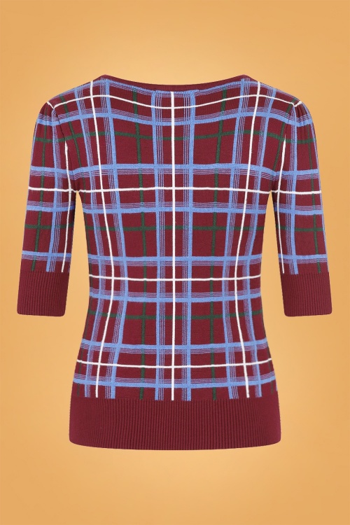 Collectif Clothing - Chrissie Check-Pullover in Wein 4