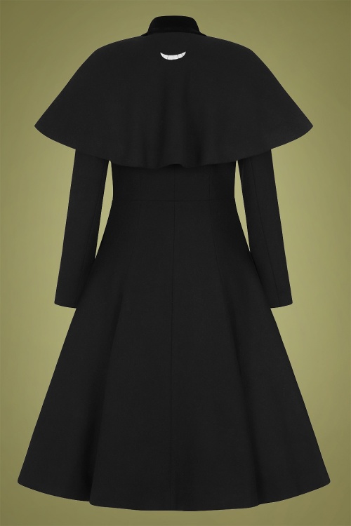 Collectif Clothing - Claudia In Wonderland jas en cape van zwarte wol 5