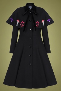 Collectif Clothing - 40s Claudia In Wonderland Coat And Cape in Black Wool 2