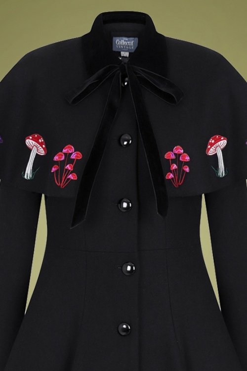 Collectif Clothing - Claudia In Wonderland jas en cape van zwarte wol 3