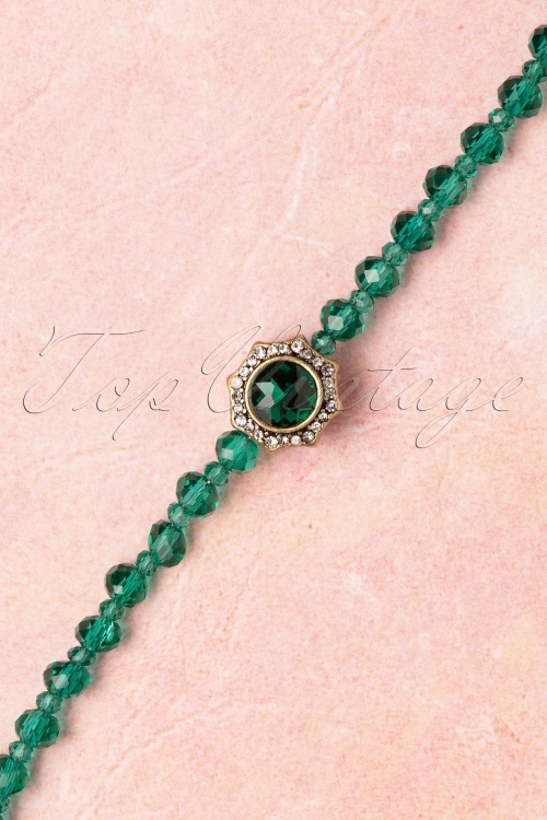 Lovely - Elizabeth Beaded Jewel Necklace Années 50 en Vert Émeraude 2