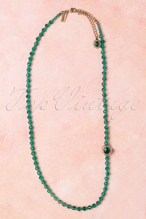 Lovely - Elizabeth Beaded Jewel Necklace Années 50 en Vert Émeraude
