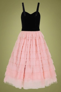 Collectif Clothing - Giselle Polka Swing-Kleid für besondere Anlässe in Schwarz und Pink 4