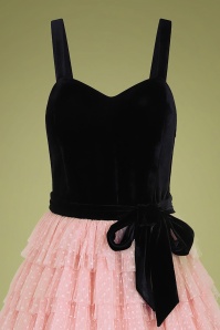 Collectif Clothing - Giselle Polka Occasion Swing Dress Années 50 en Noir et Rose 3