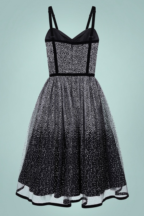 Collectif Clothing - Florence Occasion Swing Dress Années 50 en Noir et Argenté 5