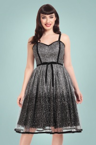 Collectif Clothing - 50s Florence Occasion Swing Dress in Black and Silver 3