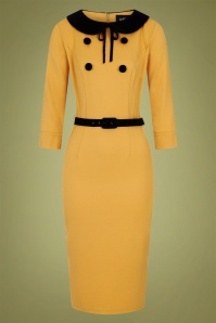 Collectif Clothing - 40s Christine Pencil Dress in Mustard 2