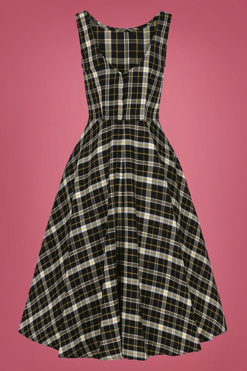 Collectif Clothing - 50s Silva Geek Check Swing Dress in Black 4