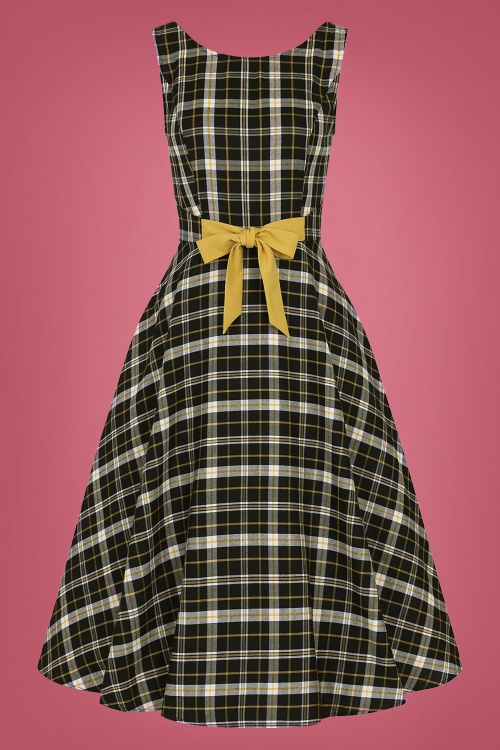 Collectif Clothing - 50s Silva Geek Check Swing Dress in Black 2