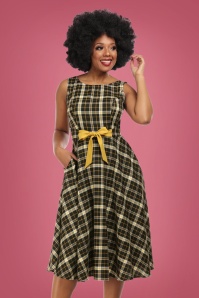 Collectif Clothing - 50s Silva Geek Check Swing Dress in Black