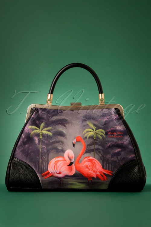 Woody Ellen - 50s Flamingo Handbag in Black