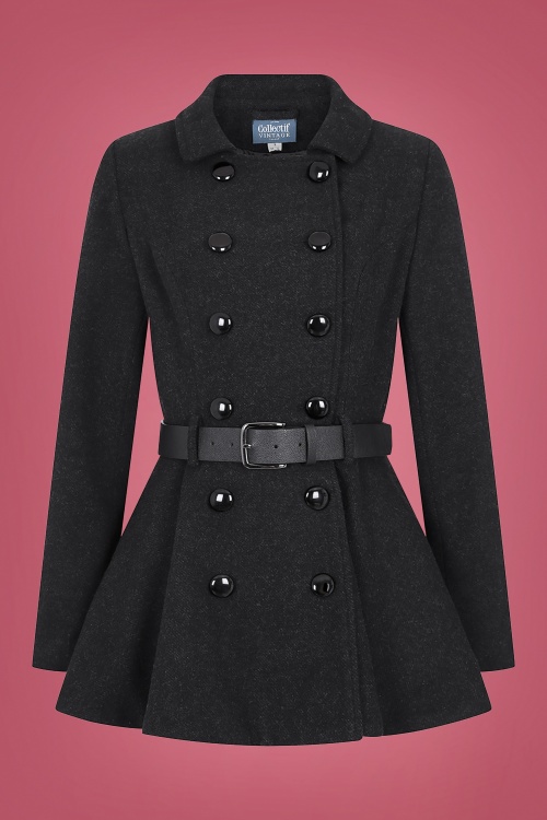 Collectif Clothing - 40s Darienne Plain Peplum Jacket in Black