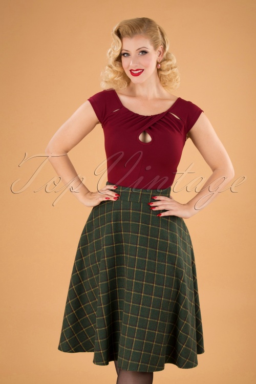 Banned Retro - 40s Polly Swing Skirt in Green