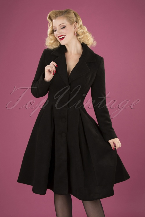 Hearts & Roses - 50s Lauren Swing Coat in Black