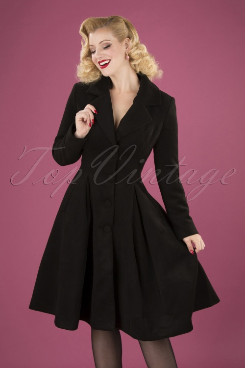 Hearts & Roses - Lauren Swing Coat Années 50 en Noir