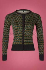 King Louie - 50s Roundneck Fiddle Cardi in Pine Green 2