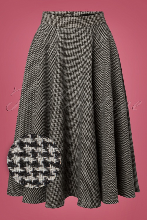 Timeless - 40s Sophie Houndstooth Skirt in Grey