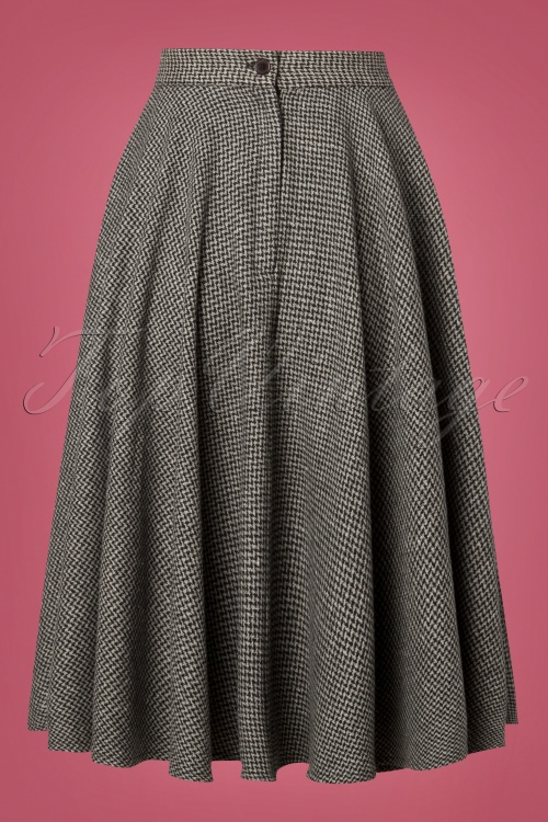 Timeless - 40s Sophie Houndstooth Skirt in Grey 4