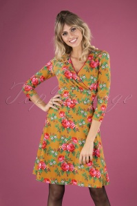 Tante Betsy - 60s Swirley Bouquet Dress in Gold Yellow