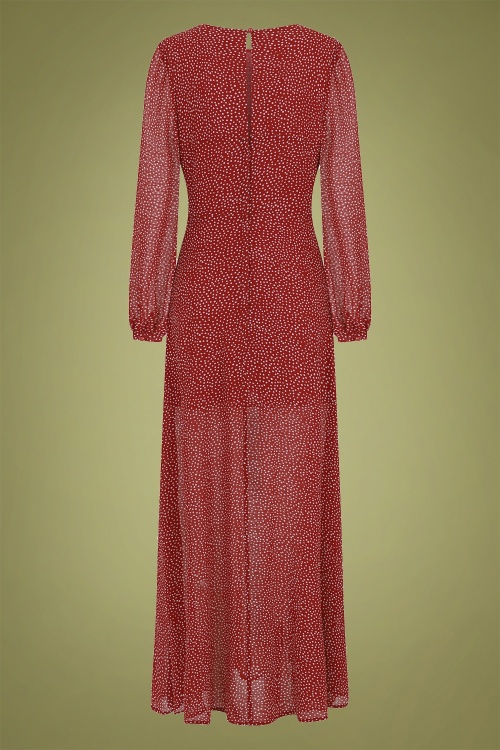 Collectif Clothing - Mariana Polkadot Maxi Dress Années 70 en Rouge 4