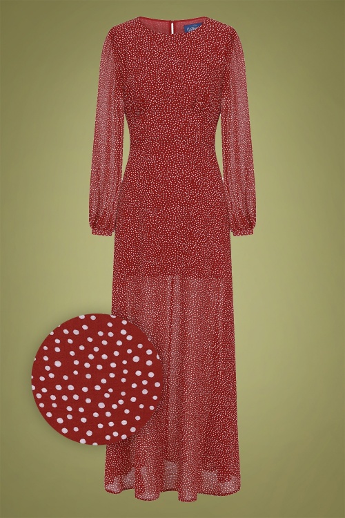 Collectif Clothing - Mariana maxi-jurk met polkadots in rood 2