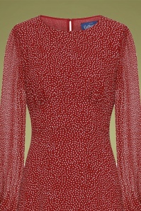 Collectif Clothing - Mariana Polkadot Maxi Dress Années 70 en Rouge 3