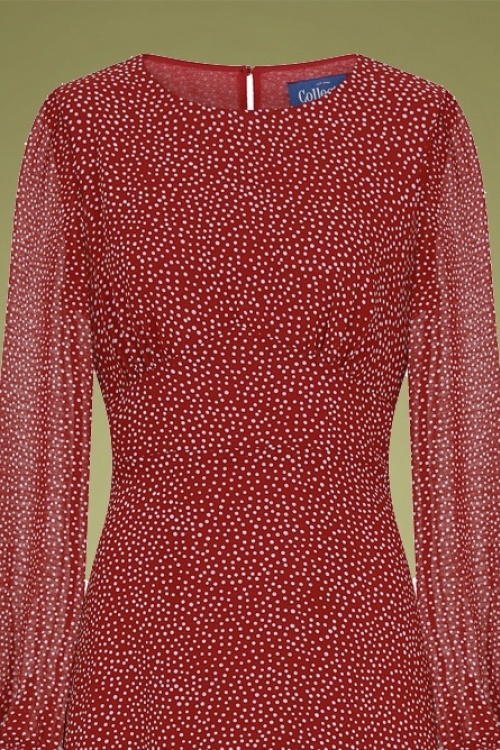Collectif Clothing - Mariana Polkadot Maxi Dress Années 70 en Rouge 3