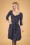 Topvintage Boutique Collection - 50s Fabienne Swallow Swing Dress in Navy