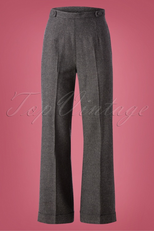 Banned Retro - Work It Out Trousers Années 40 en Anthracite